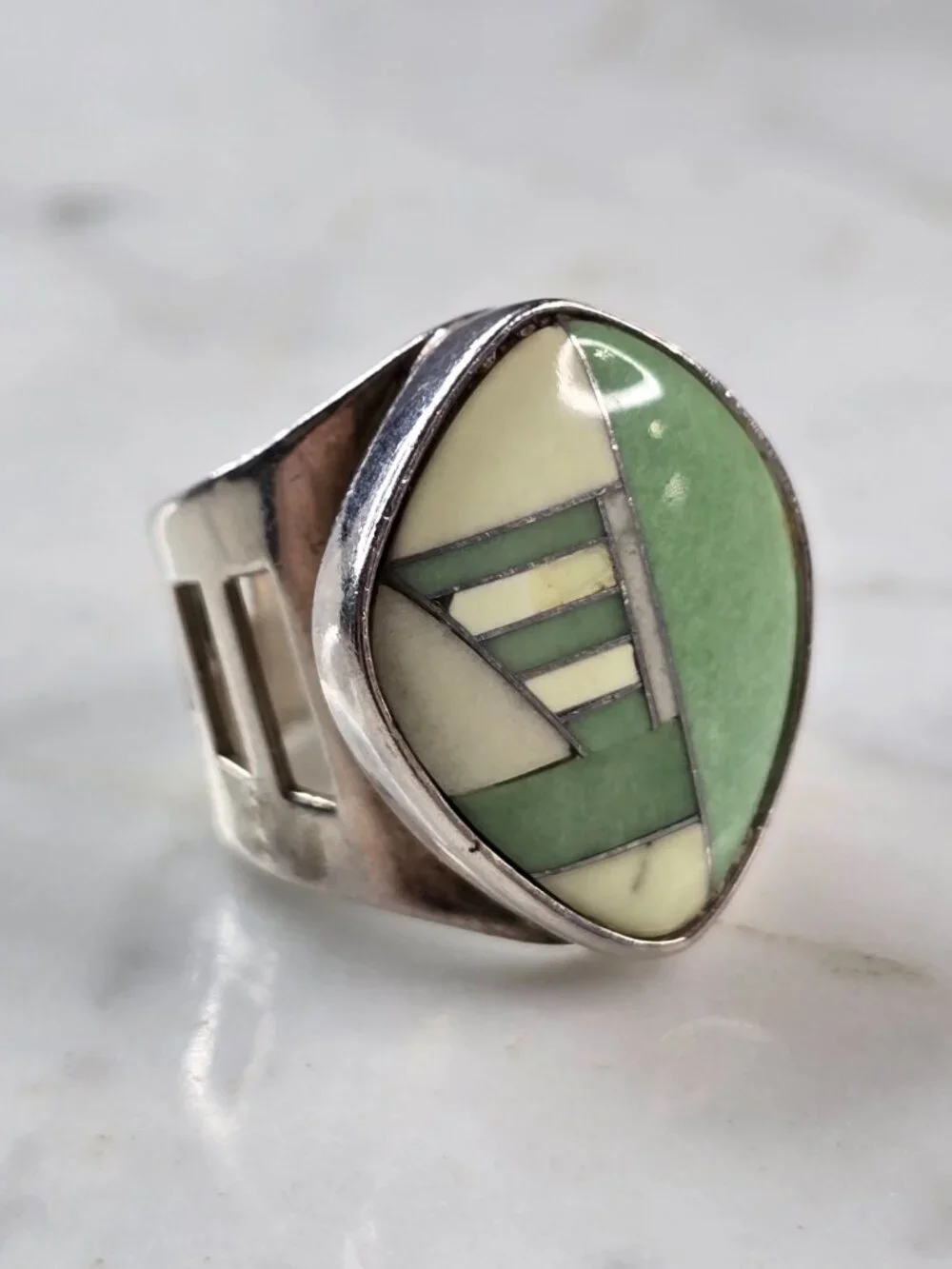 Womens Vintage Estate Sterling Silver Southwestern DTR Jay King Ring 10.4g E621